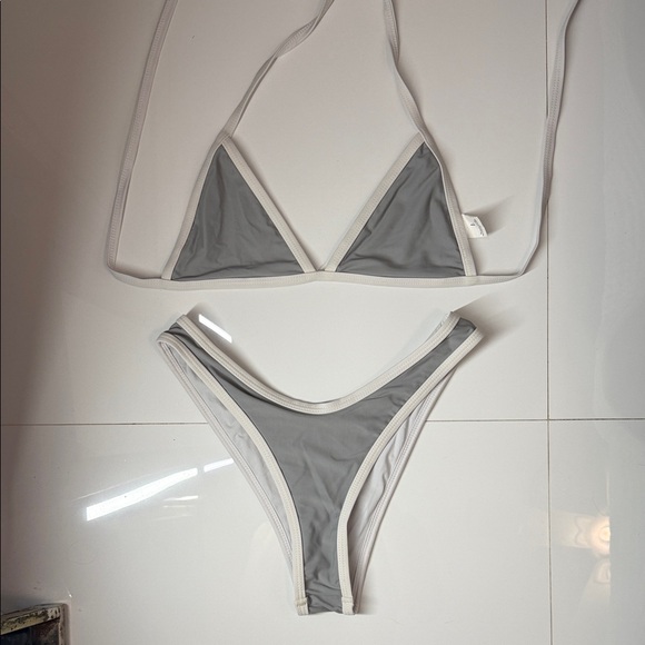 Gray String Triangle Bikini - Picture 3 of 7
